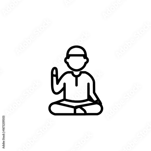 Meditating person sitting cross-legged with transparent background