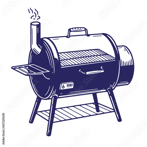 Vector illustration of a barbecue smoker for outdoor cooking and grilling activities