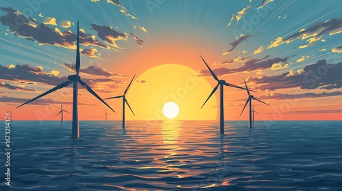 Clean Energy Concept Offshore Wind Power