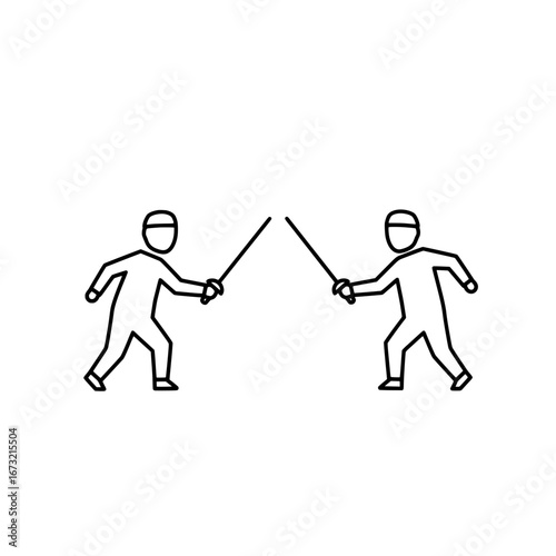 Fencing duel with transparent background