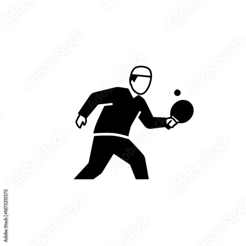 Person playing table tennis with transparent background