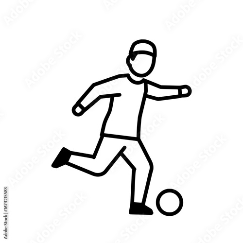 Running man with soccer ball on transparent background