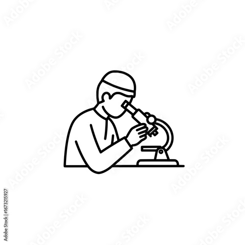 Scientist examining with transparent background