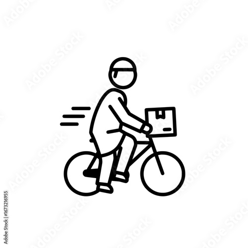 Man riding a bicycle with package delivery with transparent background