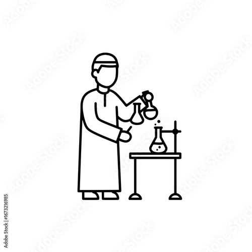Scientist conducting experiments with transparent background