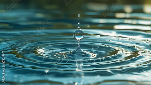 Single Water Droplet Causing Concentric Waves