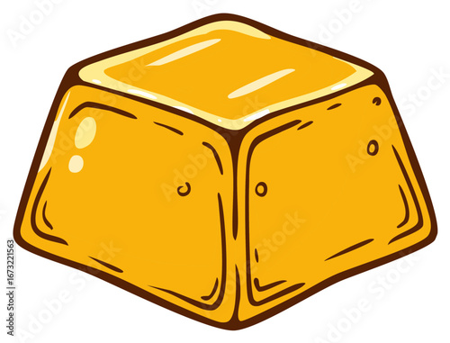 Cartoon illustration of a golden sweet dessert