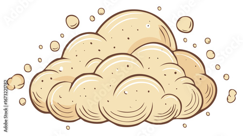 Puffy cartoon cloud of dust or smoke with particles in a comic book style vector illustration