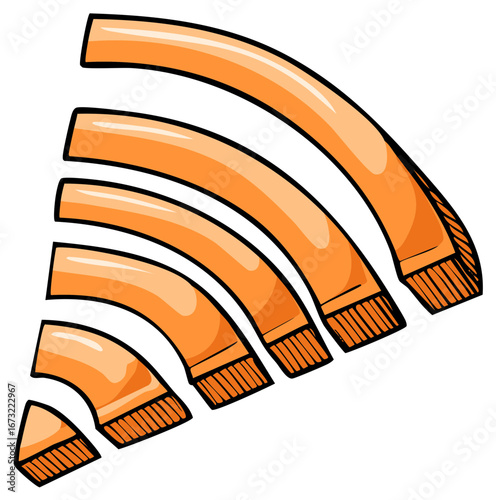 Orange Cartoon Scarf Segments Arranged Radially Communication Network Graphic