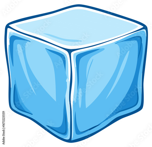 Vibrant blue ice cube drawing perfect for cooling beverages and refreshing summer concepts