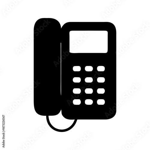 A old button phone full black silhouette vector illustration design