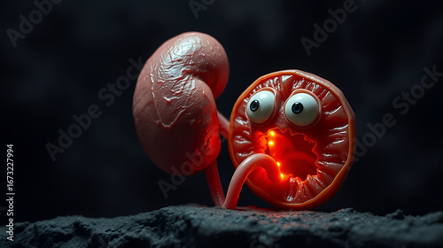 Frightened kidney looks at shriveled kidney