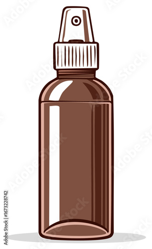 Brown spray bottle illustration for beauty cosmetic or cleaning liquid dispenser