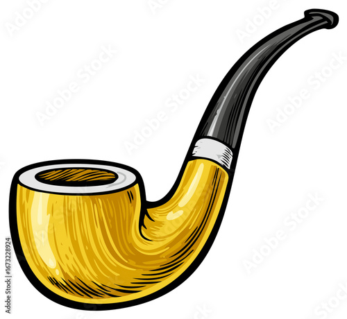 Cartoon illustration of a tobacco pipe, a classic smoking instrument.
