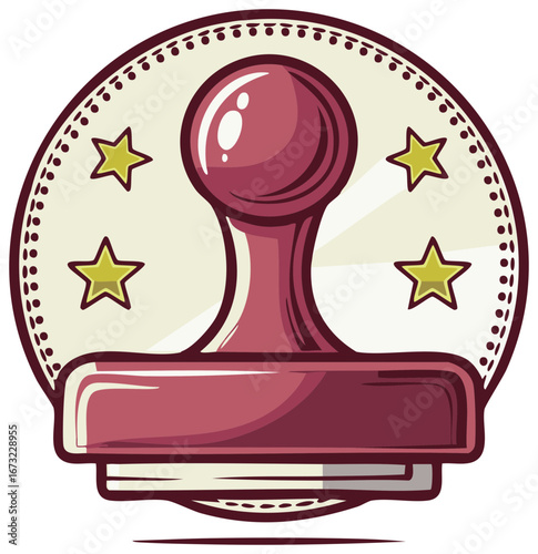 Vintage stamp icon with stars, creative graphic elements