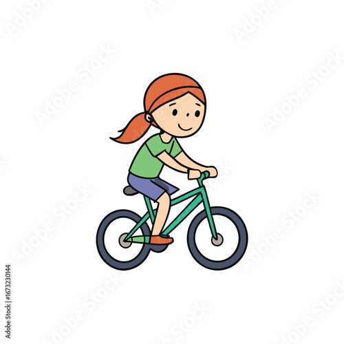 girl riding bicycle on white background.eps