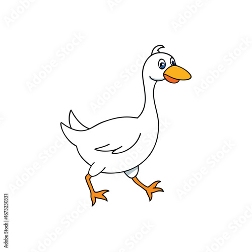 goose walking on white background.eps