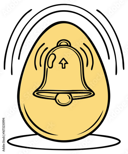 Vibrating Bell Graphic With Sound Waves Emanating From Egg Shape