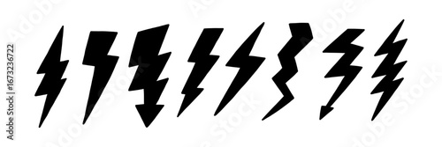 Bolt Icon with Lightning Thunderbolt Set. Electric Flash Energy Logo. Vector Illustration