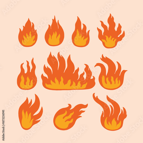 Fire Flame Steam Icon. Doodle Hot Smoke Logo. Vector Illustration