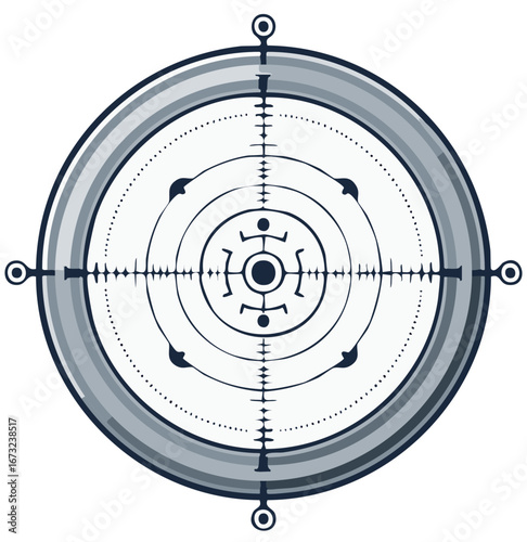 Precision aiming target graphic with intricate concentric circles and detailed crosshairs