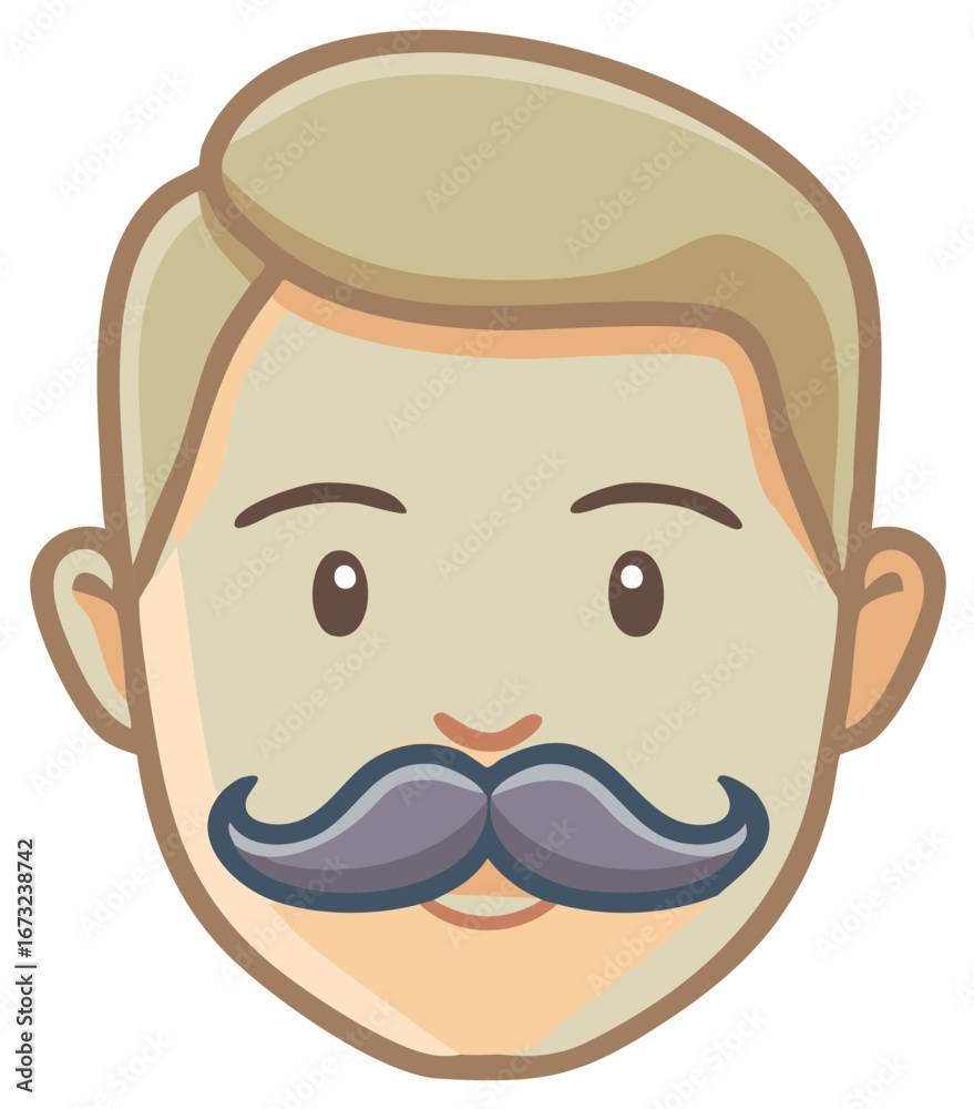 Obraz premium Friendly cartoon man with styled mustache and short hair portrait