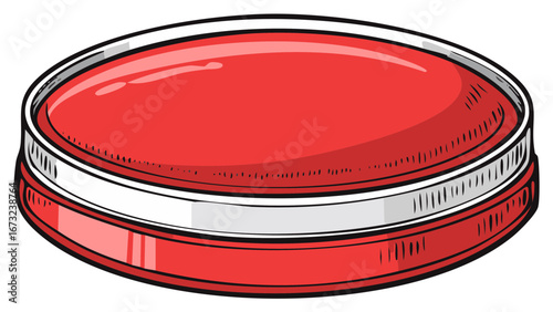 Illustration of a Red Agar Plate for Microbiology Laboratory Culture with Media and Nutrients for Biological Study