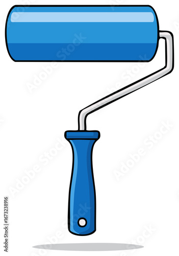 Blue Paint Roller Tool for Painting Walls or Surfaces in Home Renovation