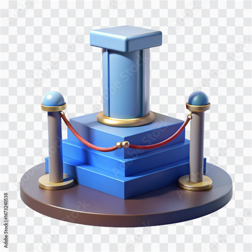 3D Pedestal Stand with Exhibit | Museum Display, Art Showcase & Exhibition Symbol