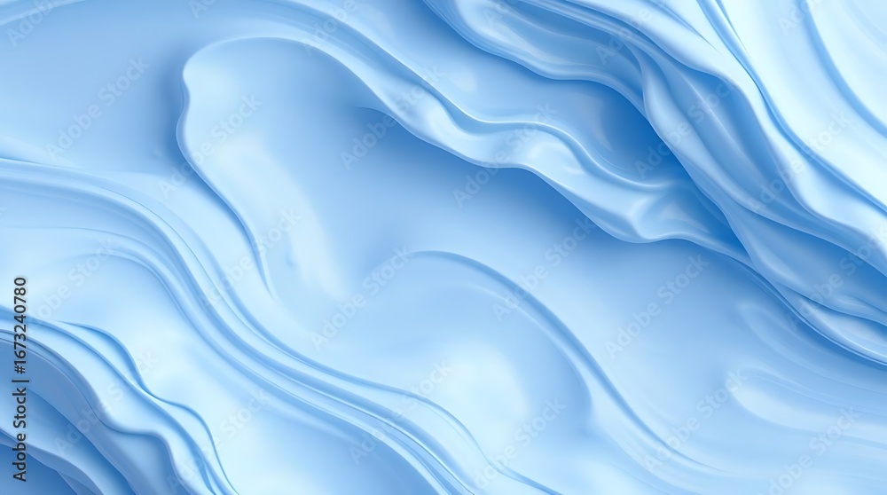 Naklejka premium Flowing blue brush paint liquid with a soft wavy texture.