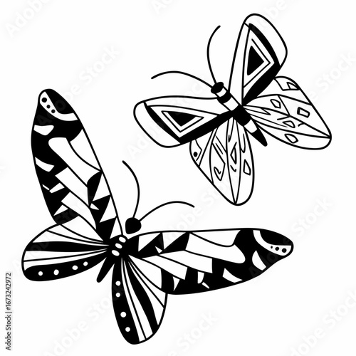 flying butterflies zentangle coloring page 