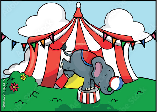 Cute Circus Animal baground Illustration Vector Design