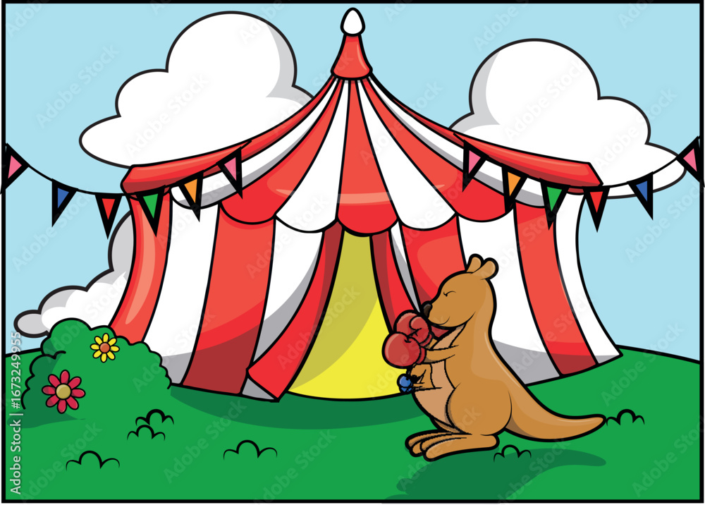 Obraz premium Cute Circus Animal baground Illustration Vector Design