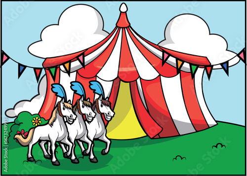 Cute Circus Animal baground Illustration Vector Design