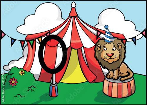 Cute Circus Animal baground Illustration Vector Design