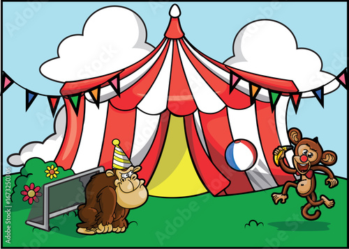 Cute Circus Animal baground Illustration Vector Design
