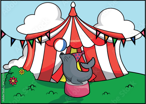 Cute Circus Animal baground Illustration Vector Design