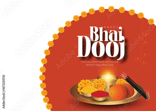 Illustration featuring a brother and sister celebrating Bhai Dooj with festive traditions, showcasing family bonding and cultural warmth.