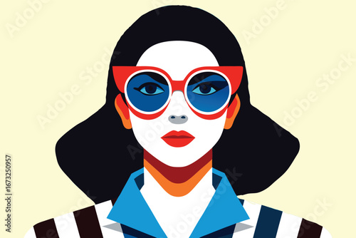 Woman with large sunglasses and bold makeup portrait