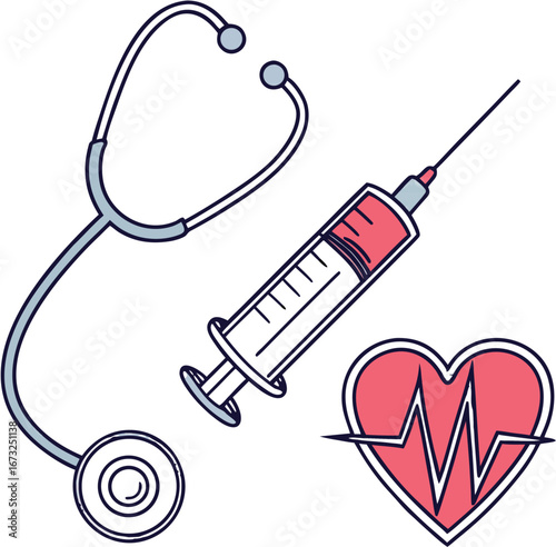 syringe and heart