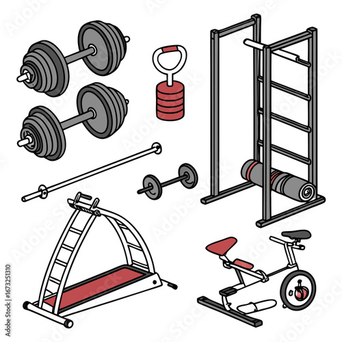 gym equipment vector illustration
