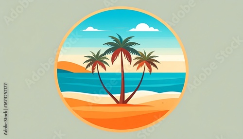 Wallpaper Mural Tropical Beach Escape Framed in Golden Light, Dreamy Beach Getaway with Lush Palm Trees and a Vibrant Sky Torontodigital.ca