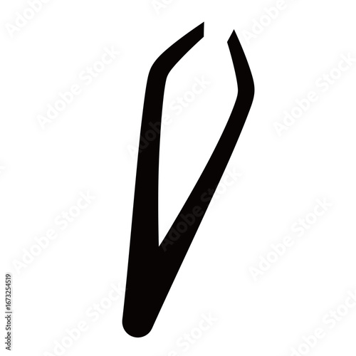 black and white silhouette of tweezers vector on white background