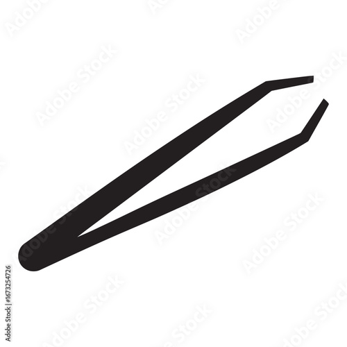 black and white silhouette of tweezers vector on white background