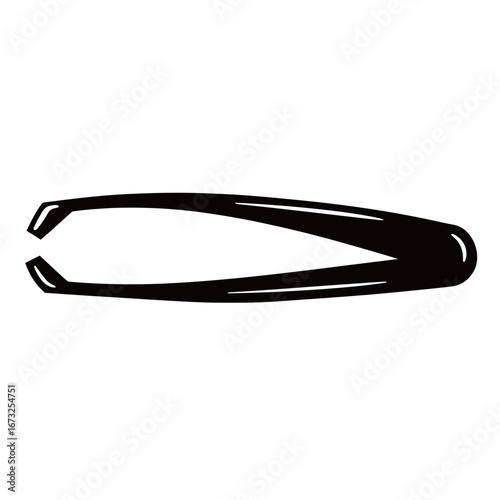 black and white silhouette of tweezers vector on white background