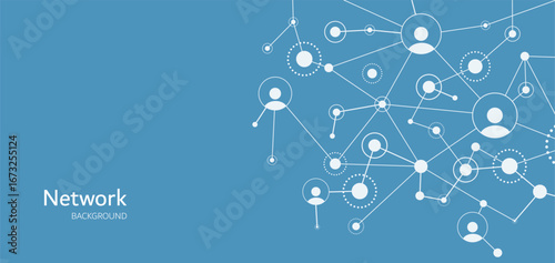 Network background. Connections with points, lines, and people icons. Vector technology background