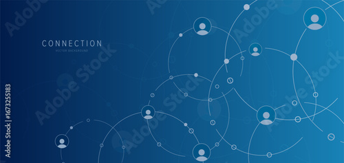Network background. Connections with points, lines, and people icons. Vector technology background
