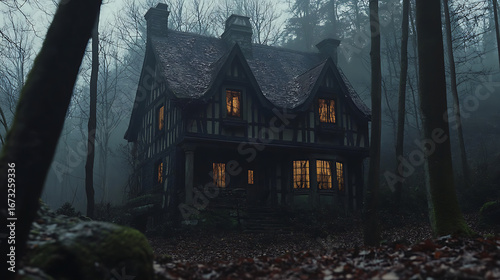 abstract background with hunted house