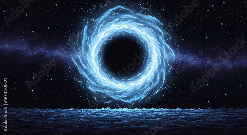 Mystical Swirling Energy Portal to Another Dimension Dark Horizon Galactic Adventure Concept Art