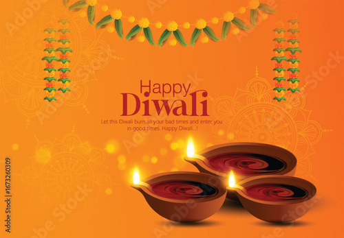 Diwali oil lamps with intricate designs and floral adornments, set on a vibrant red backdrop, embody the spirit of warmth, prosperity, and celebration of the Indian festival of lights.